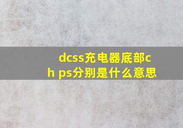 dcss充电器底部ch ps分别是什么意思